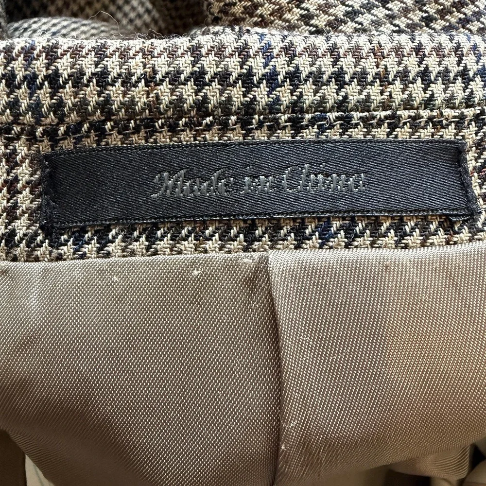 Ralph Lauren‎ Houndstooth Lambswool Brown Tweed Blazer 46R LARP Cosplay Preppy
